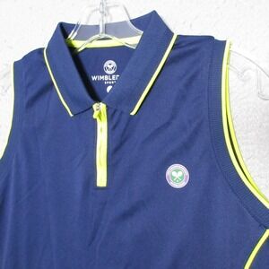Wimbleton Sport Shirt Women Medium Blue Yellow Polo Tennis Pickleball Sporty NWT